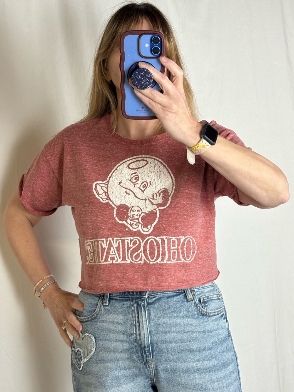 Ohio State Vintage-Style Red Crop Tee